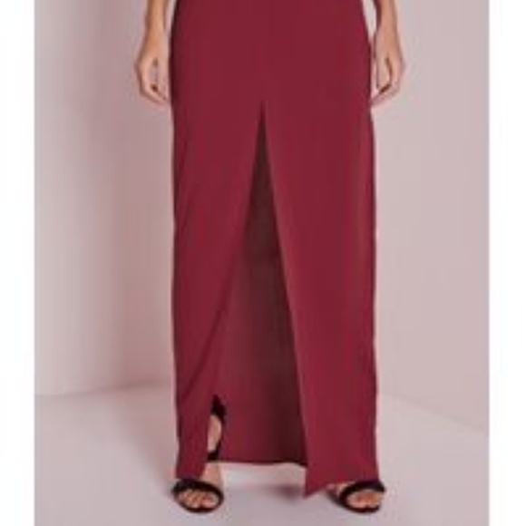 MissGuided Women's Purple/Burgundy High Split Front Maxi Skirt - Picture 5 of 6